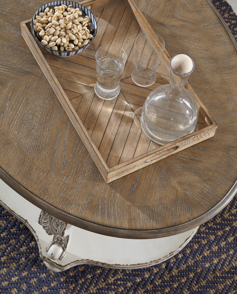 Realyn White/Brown Coffee Table with 2 End Tables from Ashley - Lara Furniture