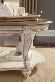 Realyn White/Brown Coffee Table with 2 End Tables from Ashley - Lara Furniture