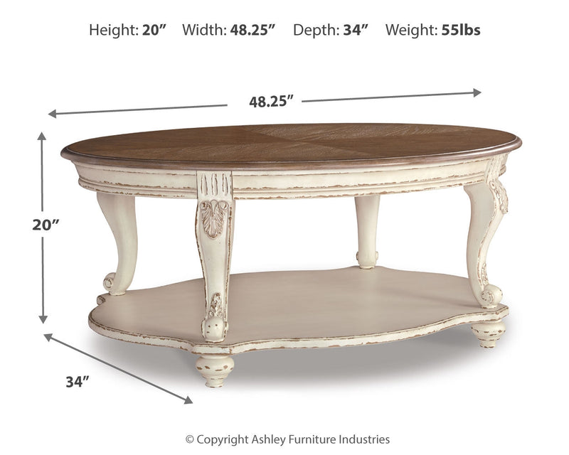 Realyn White/Brown Coffee Table with 2 End Tables from Ashley - Lara Furniture
