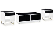 Gardoni White/Black Coffee Table and 2 End Tables -  Ashley - Lara Furniture