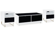 Gardoni White/Black Coffee Table and 2 Chairside End Tables -  Ashley - Lara Furniture