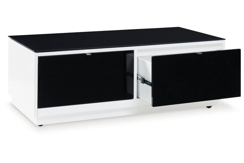 Gardoni White/Black Coffee Table and 2 Chairside End Tables -  Ashley - Lara Furniture
