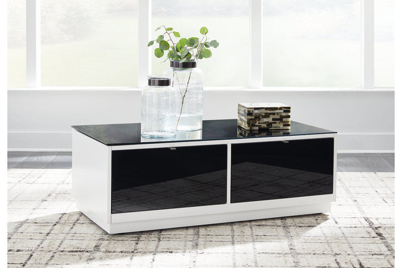 Gardoni White/Black Coffee Table and 2 Chairside End Tables -  Ashley - Lara Furniture
