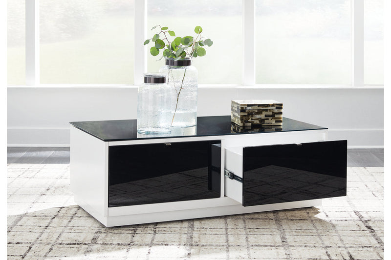 Gardoni White/Black Coffee Table and 2 End Tables -  Ashley - Lara Furniture
