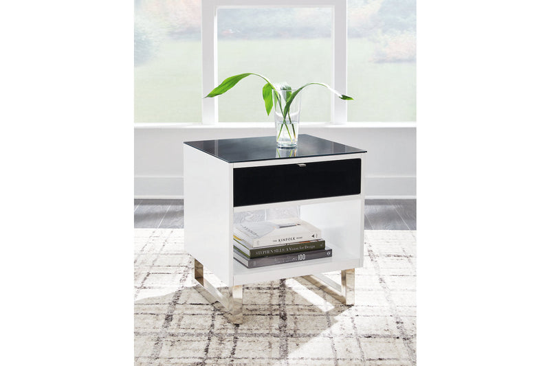 Gardoni White/Black Coffee Table and 2 End Tables -  Ashley - Lara Furniture