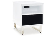Gardoni White/Black Coffee Table and 2 Chairside End Tables -  Ashley - Lara Furniture