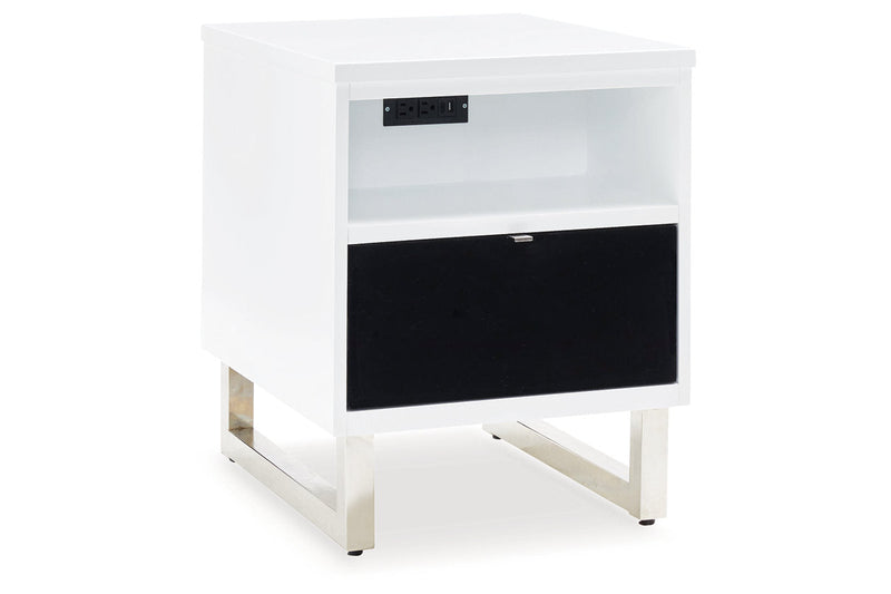 Gardoni White/Black Coffee Table and 2 Chairside End Tables -  Ashley - Lara Furniture