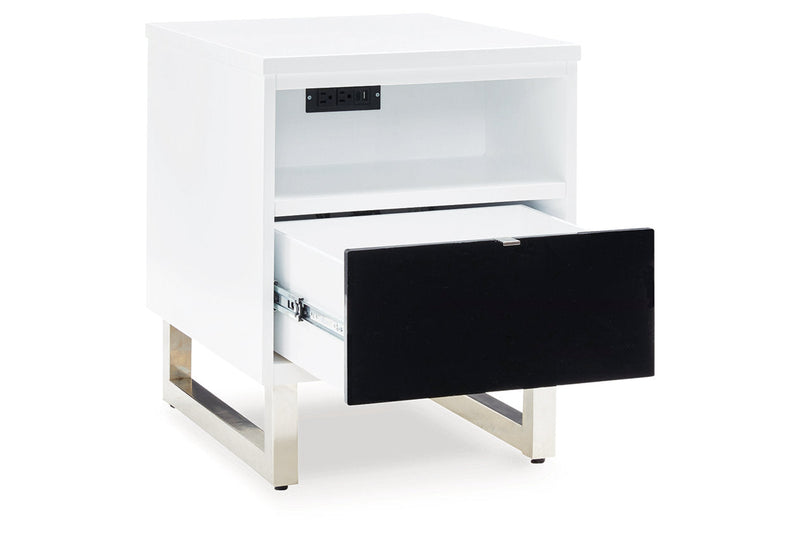 Gardoni White/Black Coffee Table and 2 Chairside End Tables -  Ashley - Lara Furniture