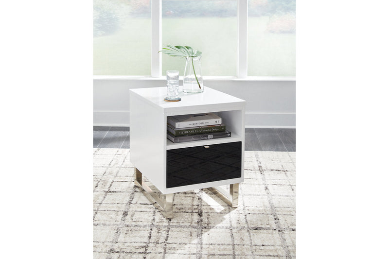 Gardoni White/Black Coffee Table and 2 Chairside End Tables -  Ashley - Lara Furniture