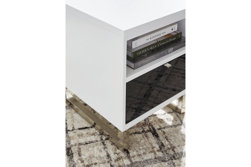 Gardoni White/Black Coffee Table and 2 Chairside End Tables -  Ashley - Lara Furniture