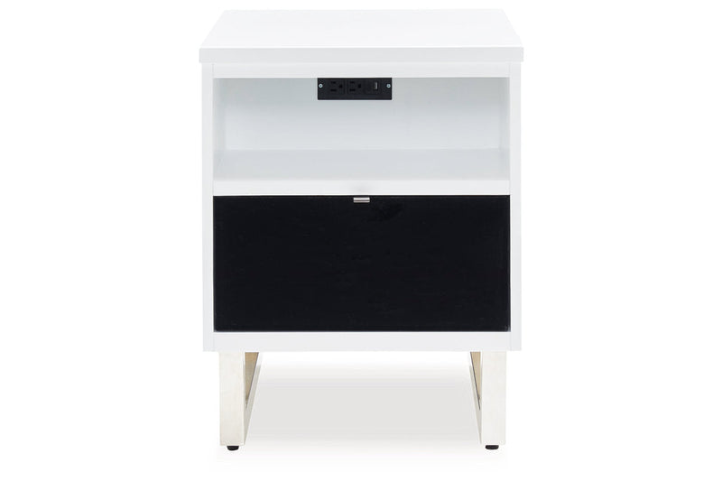 Gardoni White/Black Coffee Table and 2 Chairside End Tables -  Ashley - Lara Furniture