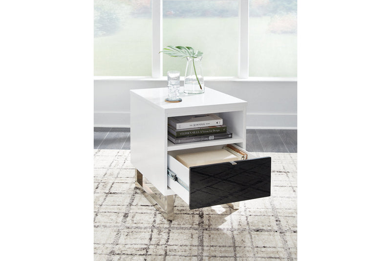 Gardoni White/Black Coffee Table and 2 Chairside End Tables -  Ashley - Lara Furniture