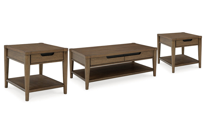 Roanhowe Brown Coffee Table and 2 End Tables -  Ashley - Lara Furniture
