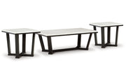 Fostead White/Espresso Coffee Table and 2 Ends -  Ashley - Lara Furniture