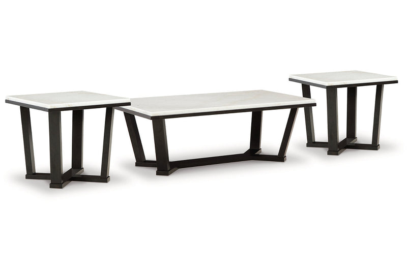 Fostead White/Espresso Coffee Table and 2 Ends -  Ashley - Lara Furniture