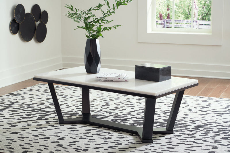Fostead White/Espresso Coffee Table and 2 Ends -  Ashley - Lara Furniture