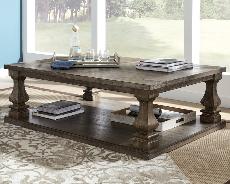 Johnelle Coffee Table with 2 End Tables in Gray from Ashley - Lara Furniture