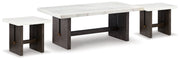 Burkhaus White/Dark Brown Coffee Table and 2 End Tables Set from Ashley - Lara Furniture