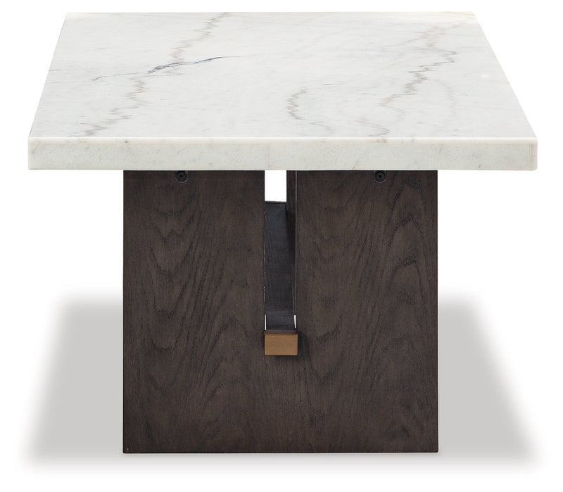 Burkhaus White/Dark Brown Coffee Table and 2 End Tables Set from Ashley - Lara Furniture