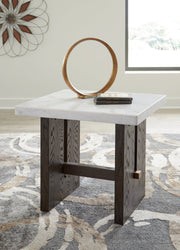 Burkhaus White/Dark Brown Coffee Table and 2 End Tables Set from Ashley - Lara Furniture
