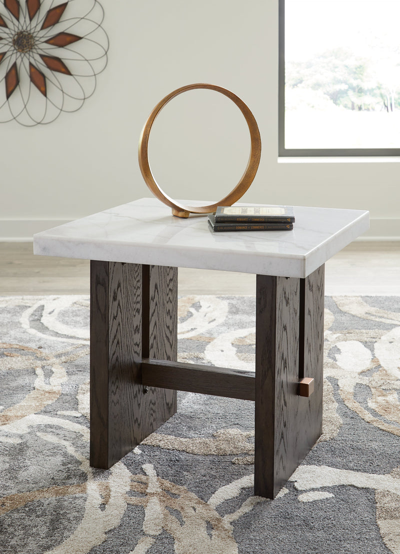 Burkhaus White/Dark Brown Coffee Table and 2 End Tables Set from Ashley - Lara Furniture