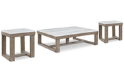 Loyaska Brown/Ivory Coffee Table and 2 End Tables -  Ashley - Lara Furniture