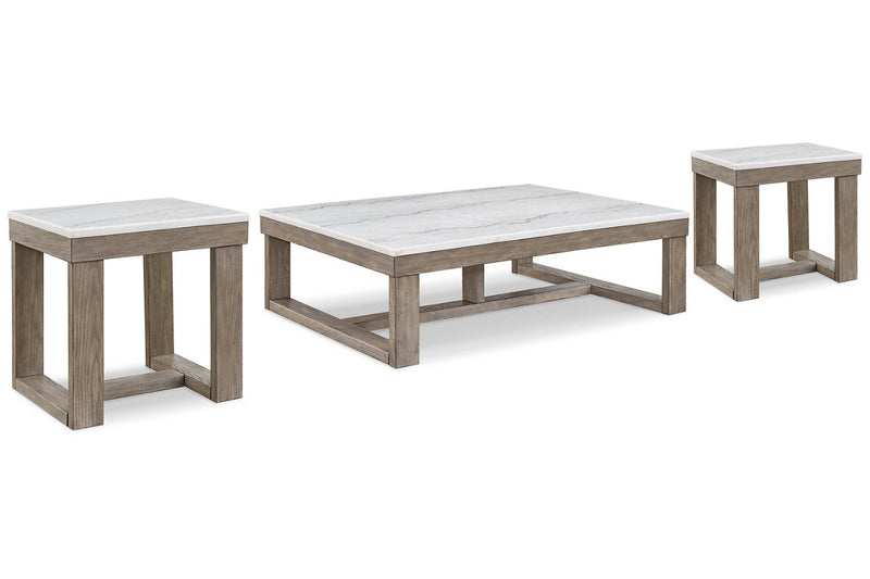 Loyaska Brown/Ivory Coffee Table and 2 End Tables -  Ashley - Lara Furniture