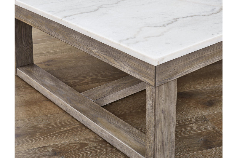 Loyaska Brown/Ivory Coffee Table and 2 End Tables -  Ashley - Lara Furniture