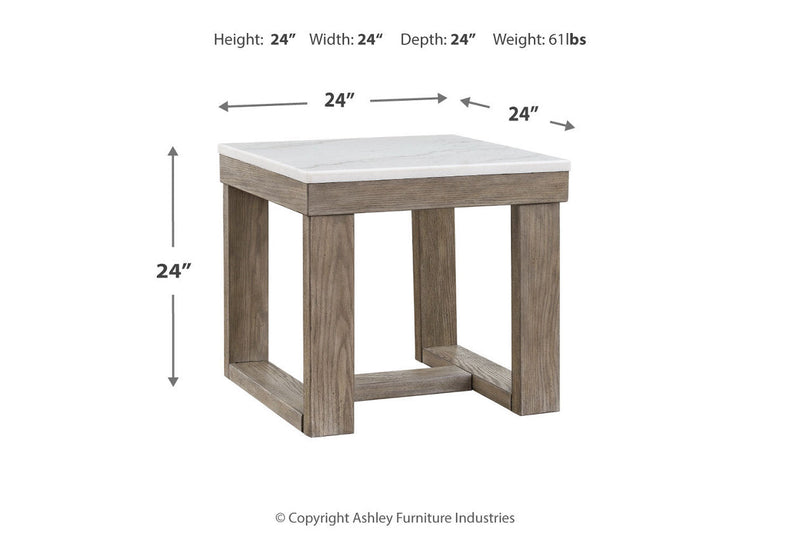 Loyaska Brown/Ivory Coffee Table and 2 End Tables -  Ashley - Lara Furniture