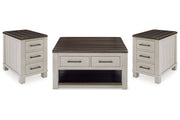 Darborn Gray/Brown Lift-top Coffee Table and 2 Chairside End Tables -  Ashley - Lara Furniture