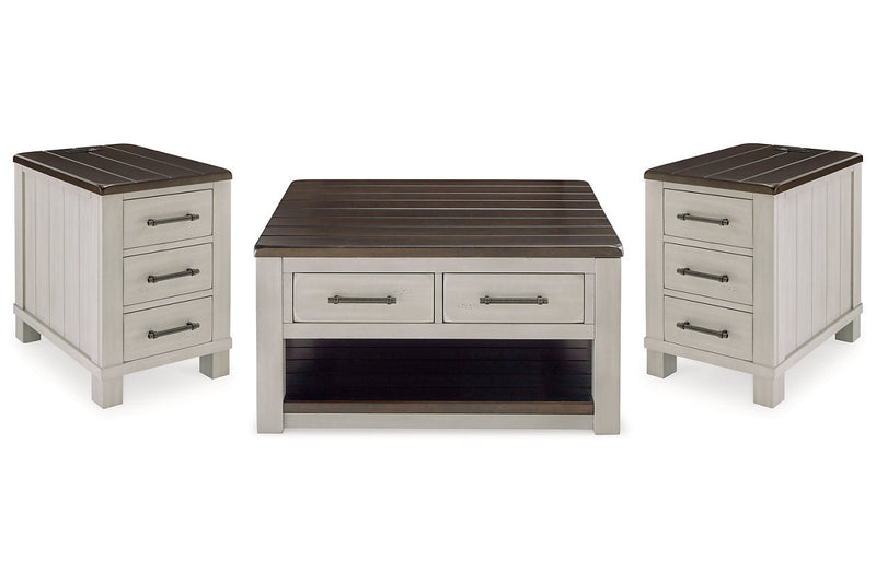 Darborn Gray/Brown Lift-top Coffee Table and 2 Chairside End Tables -  Ashley - Lara Furniture