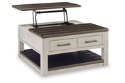 Darborn Gray/Brown Lift-top Coffee Table and 2 Chairside End Tables -  Ashley - Lara Furniture