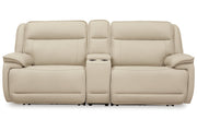 [EXCLUSIVE] Double Deal Almond 2 - Piece Power Reclining Loveseat Sectional with Console - Lara FurniturePower Reclining Loveseat