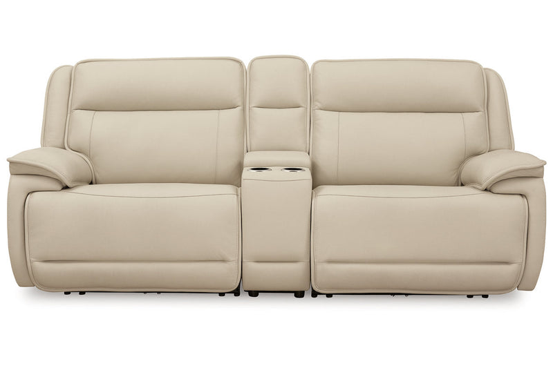 [EXCLUSIVE] Double Deal Almond 2 - Piece Power Reclining Loveseat Sectional with Console - Lara FurniturePower Reclining Loveseat