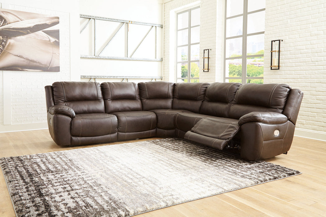 Dunleith Chocolate 5-Piece Power Reclining Sectional -  Ashley - Luna Furniture