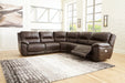 Dunleith Chocolate 5-Piece Power Reclining Sectional -  Ashley - Luna Furniture