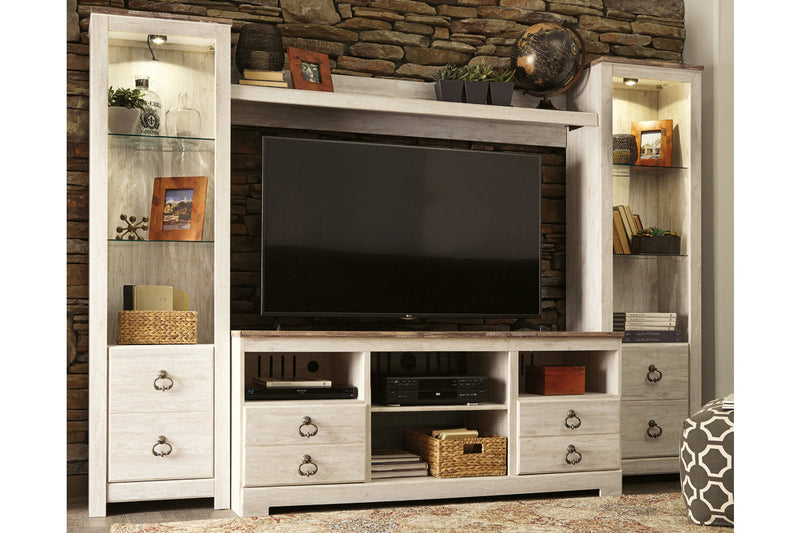 Willowton Whitewash 3-Piece Entertainment Center -  Ashley - Lara Furniture
