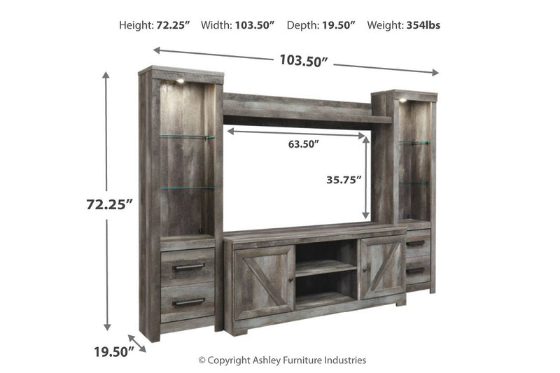 Wynnlow Gray 4-Piece Entertainment Center -  Ashley - Lara Furniture