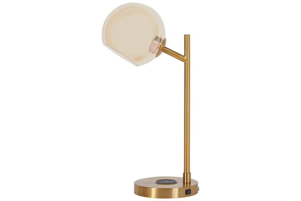 Abanson Amber/Gold Finish Desk Lamp - Gate FurnitureTable Lamp