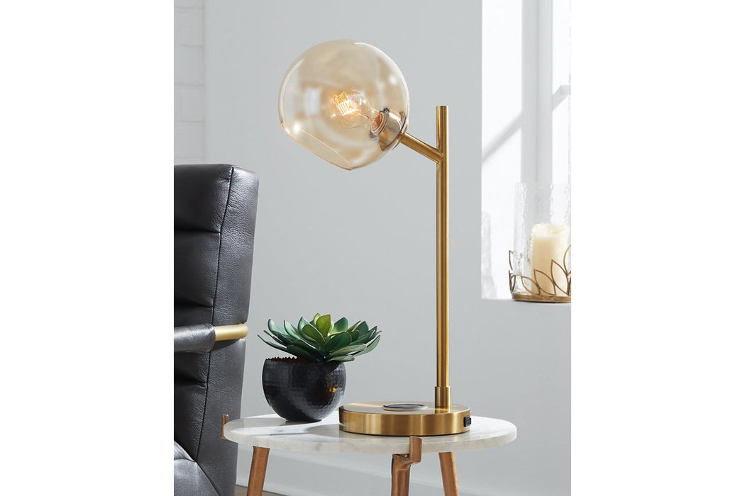 Abanson Amber/Gold Finish Desk Lamp - Gate FurnitureTable Lamp
