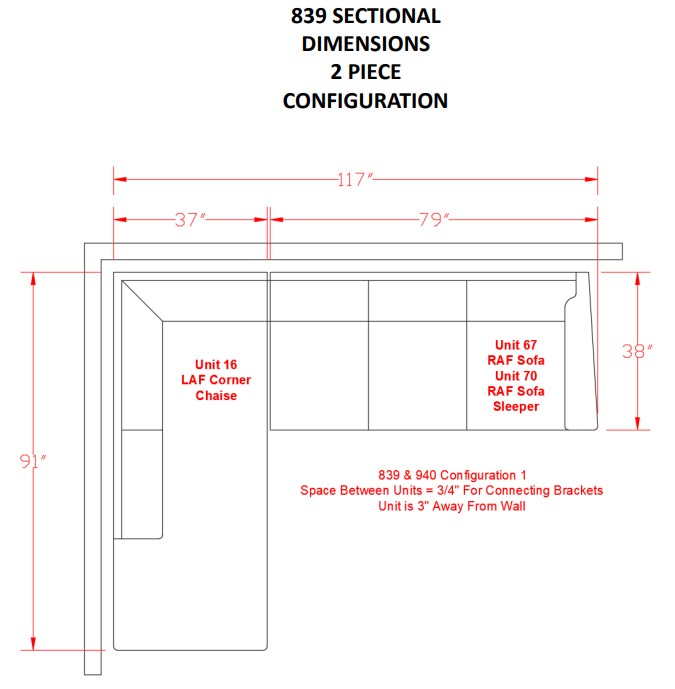 Abinger Natural LAF Sectional - Gate Furniture