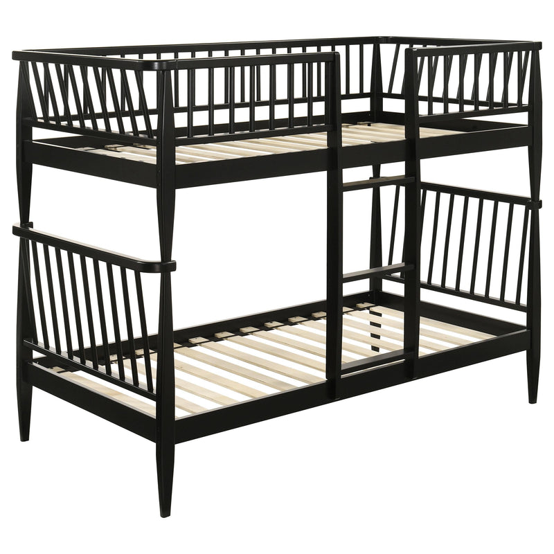 Abram Windsor Twin Over Twin Wood Bunk Bed with Ladder Black - 460061BLKT