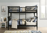 Abram Windsor Twin Over Twin Wood Bunk Bed with Ladder Black - 460061BLKT