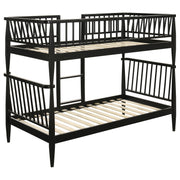 Abram Windsor Twin Over Twin Wood Bunk Bed with Ladder Black - 460061BLKT