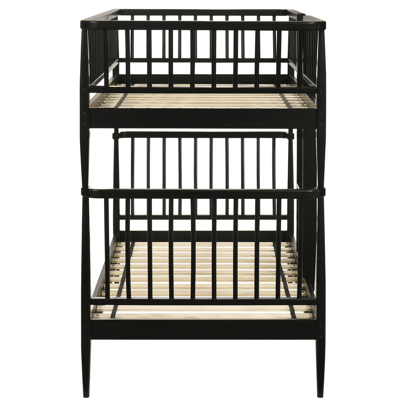 Abram Windsor Twin Over Twin Wood Bunk Bed with Ladder Black - 460061BLKT