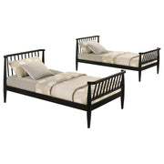 Abram Windsor Twin Over Twin Wood Bunk Bed with Ladder Black - 460061BLKT