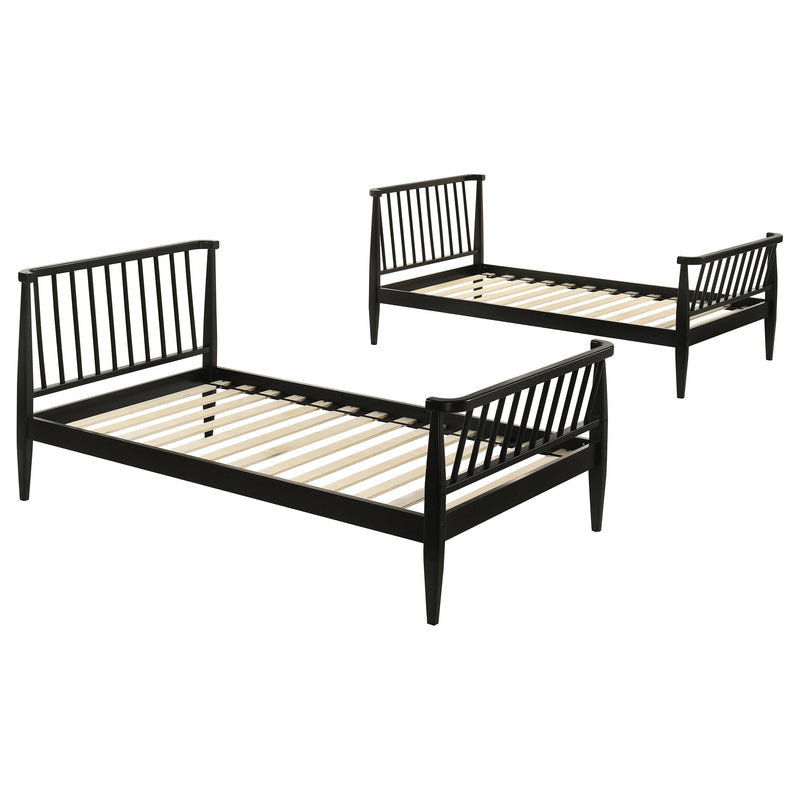 Abram Windsor Twin Over Twin Wood Bunk Bed with Ladder Black - 460061BLKT