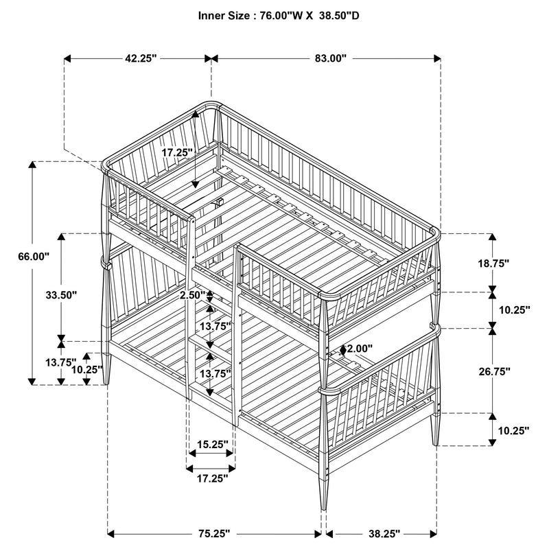 Abram Windsor Twin Over Twin Wood Bunk Bed with Ladder Black - 460061BLKT