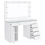 Acena 7-drawer Vanity Set with Lighting White High Gloss - 931143