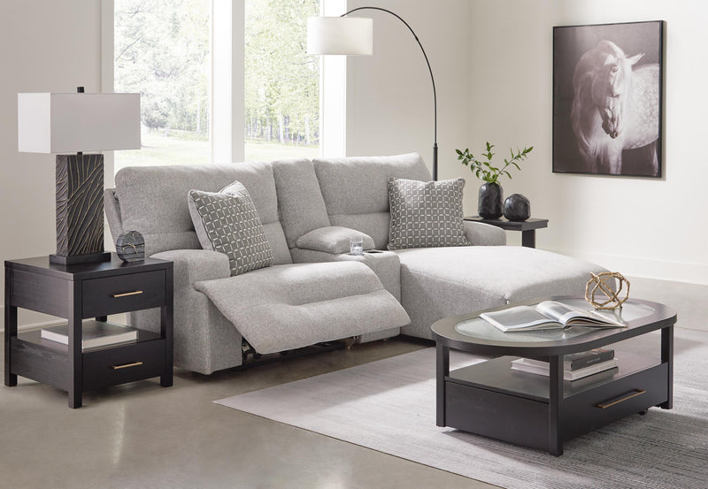 Acklen Place Pewter 3-Piece Power Reclining Sectional Sofa with Chaise - 93605S4